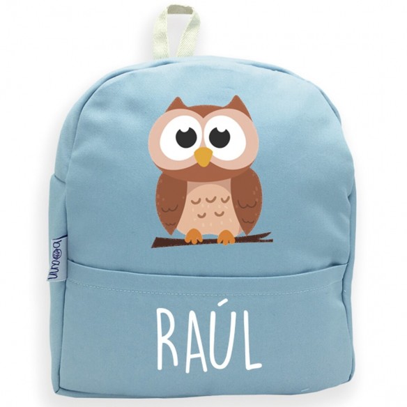  Mochila Coruja com nome ou frase personalizados Azul 02