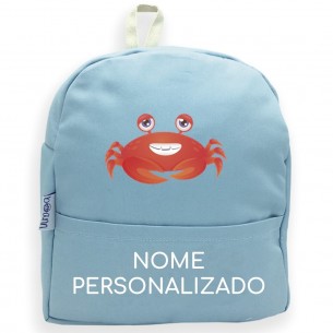 Mochila carangeijo com nome ou frase personalizados Azul