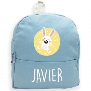Mochila Coelho com nome ou frase personalizados Azul 2