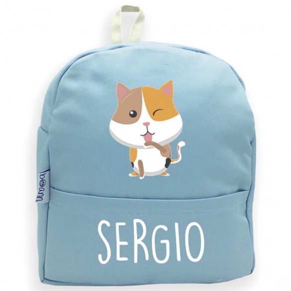  Mochila Gato com nome ou frase personalizados Azul 02