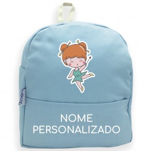 Mochila Fada com nome ou frase personalizados Azul