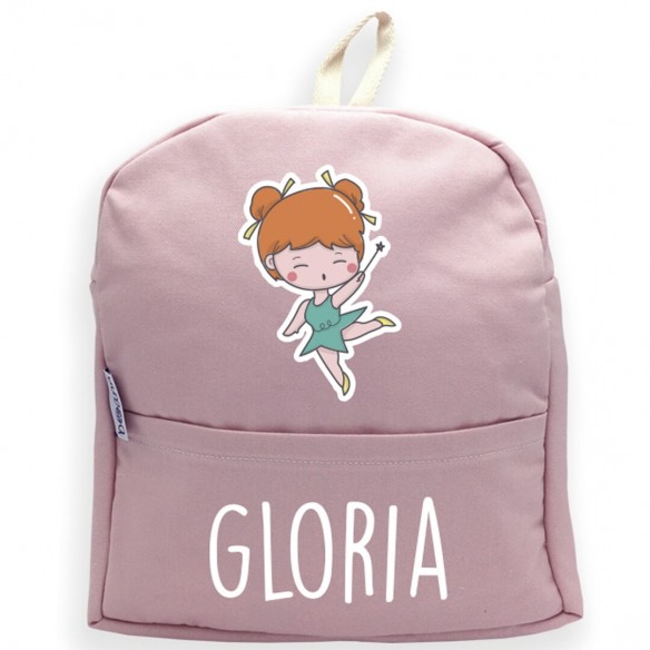  Mochila Fada com nome ou frase personalizados Rosa 02
