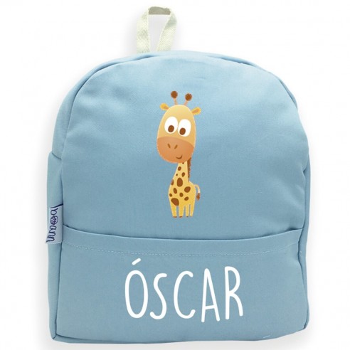  Mochila Girafa com nome ou frase personalizados Azul 02
