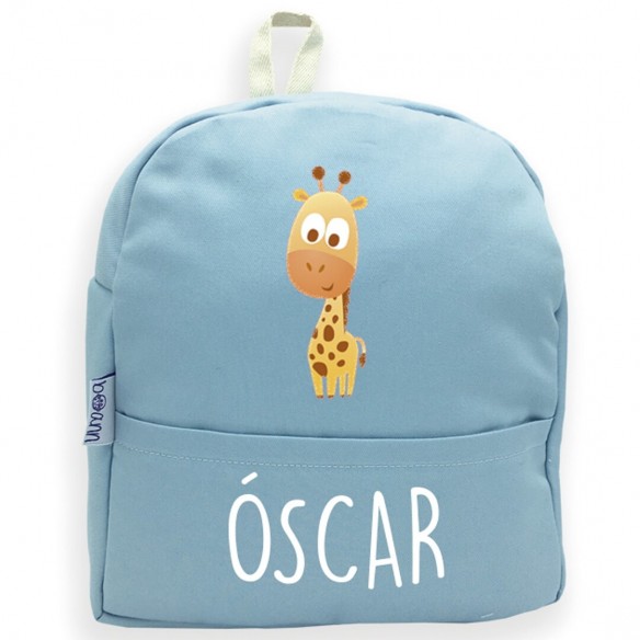  Mochila Girafa com nome ou frase personalizados Azul 02