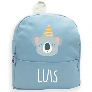 Mochila Coala com nome ou frase personalizados Azul 02