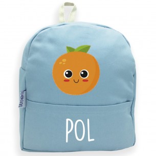  Mochila Laranja com nome ou frase personalizados Azul 02