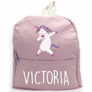 Mochila Unicornio com nome ou frase personalizados Rosa 02