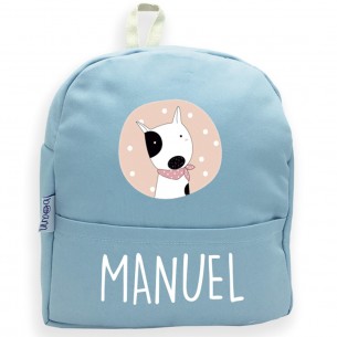 Mochila Cão com lenço com nome ou frase personalizados Azul 02