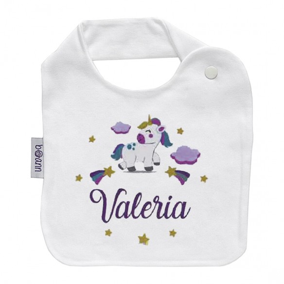 Babador com unicornio com nome ou frase personalizados 02