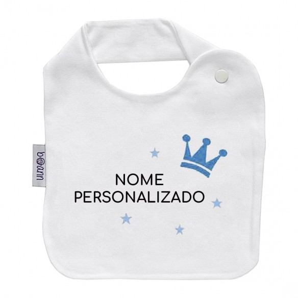 Babador com coroa Azul com nome ou frase personalisados
