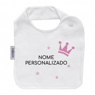 Babador com coroa Rosa com nome ou frase personalizados 02 2