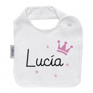 Babador com coroa Rosa com nome ou frase personalizados 02