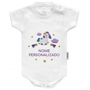 Body com unicornio com nome ou frase personalizados Manga Corta 02 2
