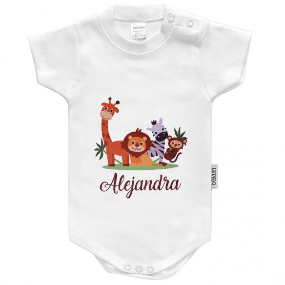 Body com ZOO com nome ou frase personalizados Manga Corta 02