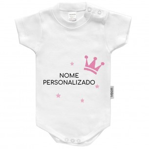 Body com coroa Rosa com nome ou frase personalizados Manga Corta 02 2