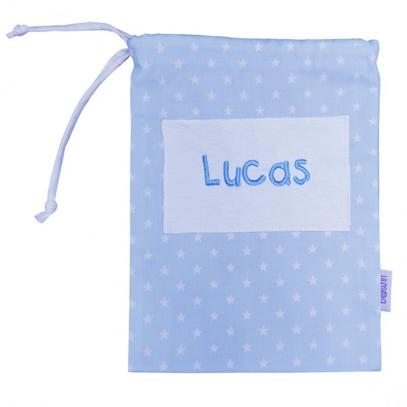 Lancheira Bordada com nome ou frase personalizados Azul