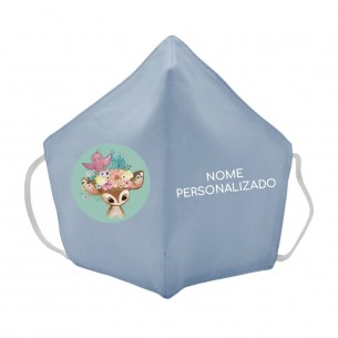 Máscara de tecido infantil Bambi personalizado Azul