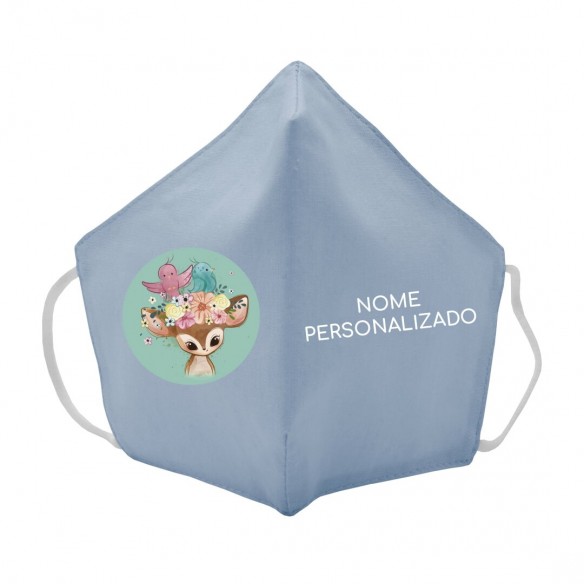 Máscara de tecido infantil Bambi personalizado Azul