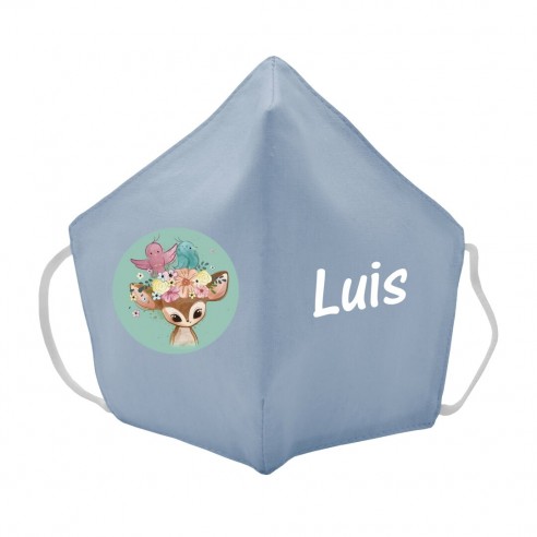  Máscara de tecido infantil Bambi personalizado Azul 02