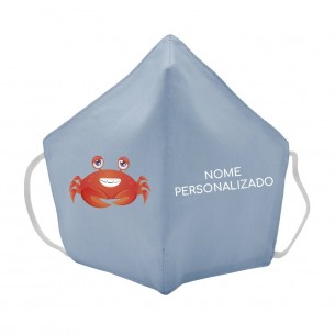 Máscara de tecido infantil carangeijo personalizado Azul