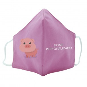 Máscara de tecido infantil Porquinho personalizado Azul 2