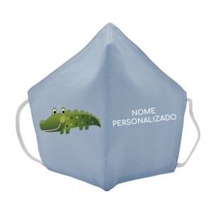 Máscara de tecido infantil Crocodilo personalizado Azul