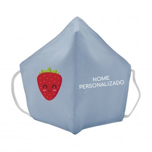 Máscara de tecido infantil Morango personalizado Azul