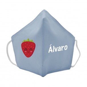 Máscara de tecido infantil Morango personalizado Azul 2