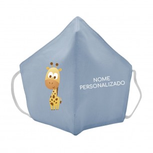 Máscara de tecido infantil Girafa personalizado Azul
