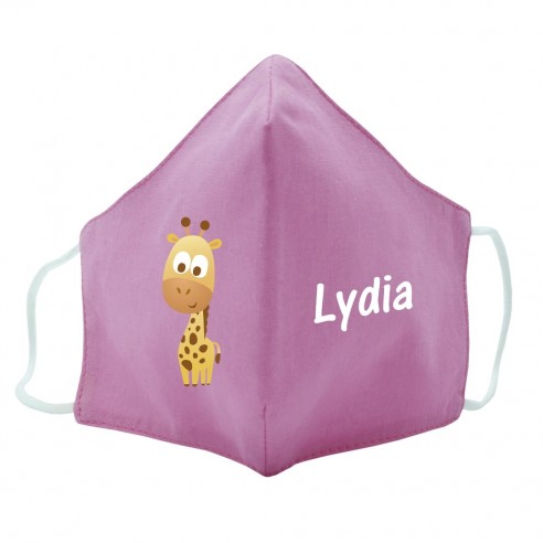 Máscara de tecido infantil Girafa personalizado Rosa 02