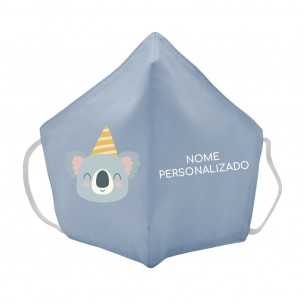 Máscara de tecido infantil Coala personalizado Azul