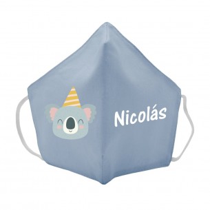 Máscara de tecido infantil Coala personalizado Azul 2