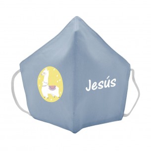 Máscara de tecido infantil Lhama personalizado Azul 2