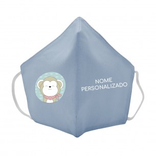 Máscara de tecido infantil Macaco personalizado Azul