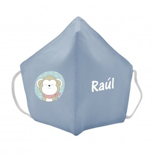 Máscara de tecido infantil Macaco personalizado Azul 2