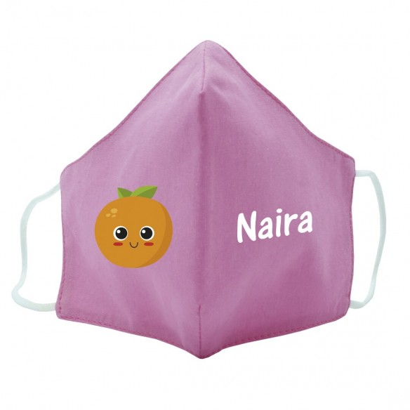  Máscara de tecido infantil Laranja personalizado Rosa 02