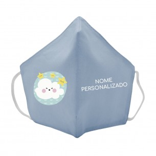 Máscara de tecido infantil Nuvens personalizado Azul