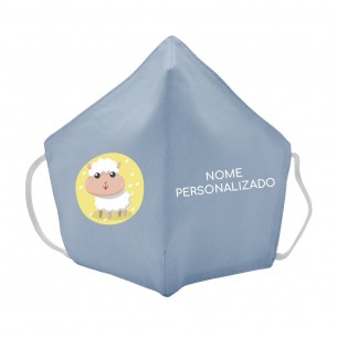Máscara de tecido infantil Ovelha personalizado Azul