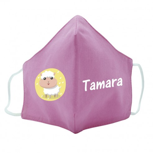  Máscara de tecido infantil Ovelha personalizado Rosa 02