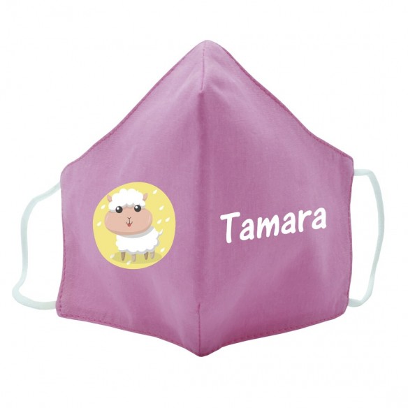  Máscara de tecido infantil Ovelha personalizado Rosa 02