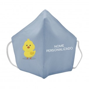 Máscara de tecido infantil Frango personalizado Azul