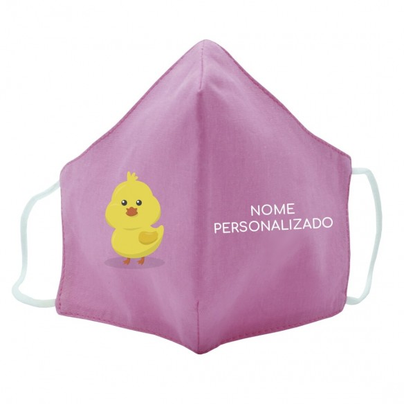  Máscara de tecido infantil Frango personalizado Rosa