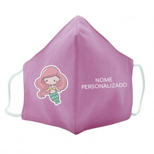 Máscara de tecido infantil Sereia personalizado Azul 2