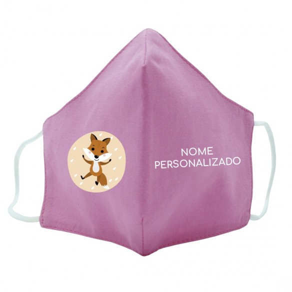  Máscara de tecido infantil Raposa personalizado Rosa