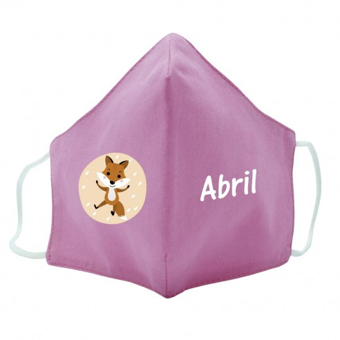  Máscara de tecido infantil Raposa personalizado Rosa 02