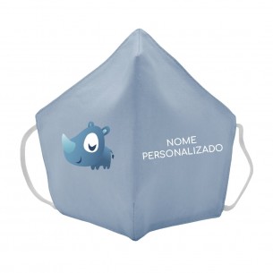 Máscara de tecido infantil Rinoceronte personalizado Azul