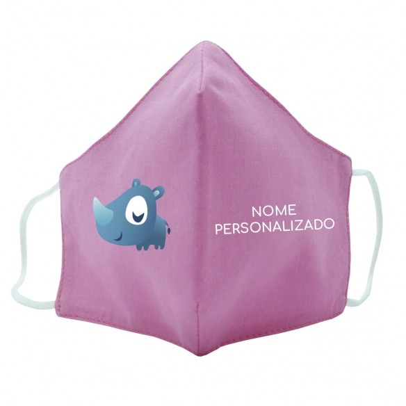 Máscara de tecido infantil Rinoceronte personalizado Rosa