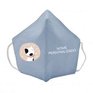 Máscara de tecido infantil Cão com lenço personalizado Azul