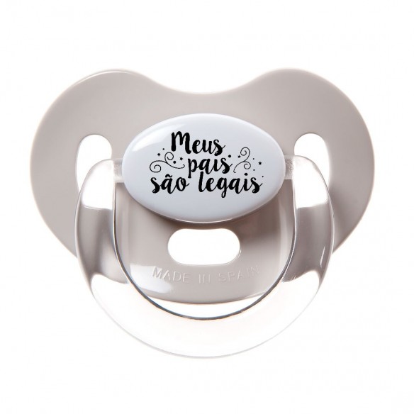 Chupeta "Meus pais são legais" Beige