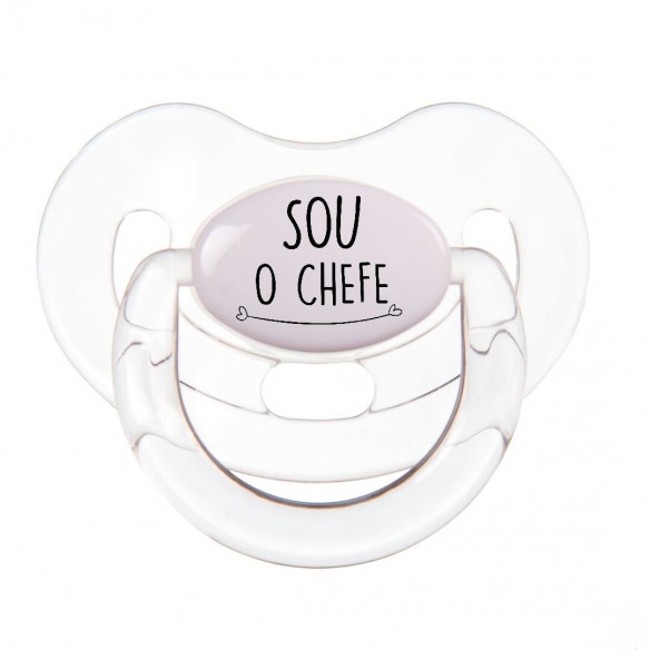 Chupeta "Sou o chefe" Blanco/Transparente